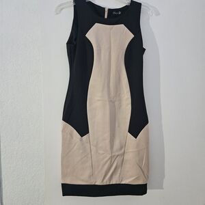 Elegant Black and Cream Sleeveless Dress